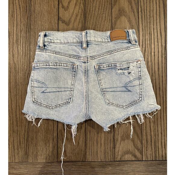 American Eagle Women's Distressed Cut Off Blue Jean Shorts 00 - Picture 4 of 10